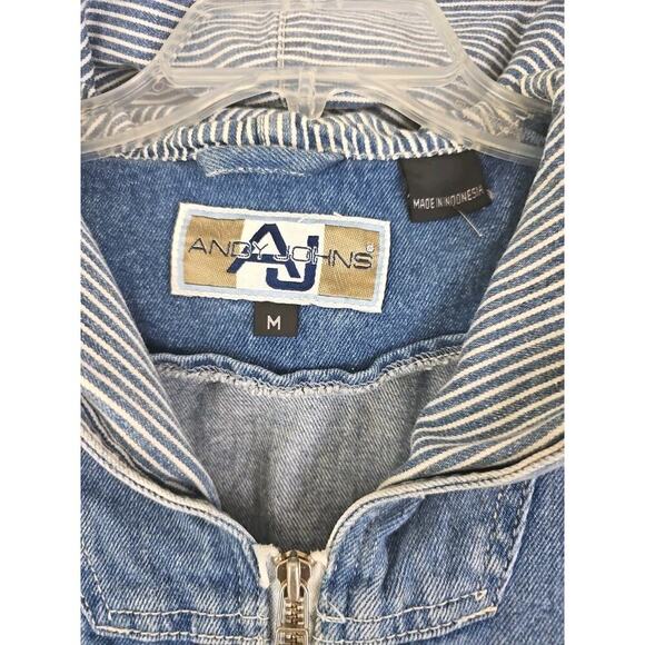 Vintage Andy John’s ~Woman Size M~ Blue Denim Zip Up Hoodie Jacket Unlined. - Picture 2 of 11